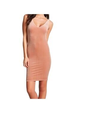 Peach Pink Velvet Bodycon Sleeveless Mini Dress Soft Stretch Whimsigoth L